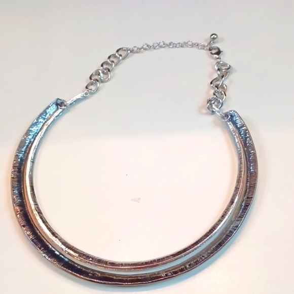 Double Silver Plated Woman's Choker Necklace Adjustable - Picture 5 of 5
